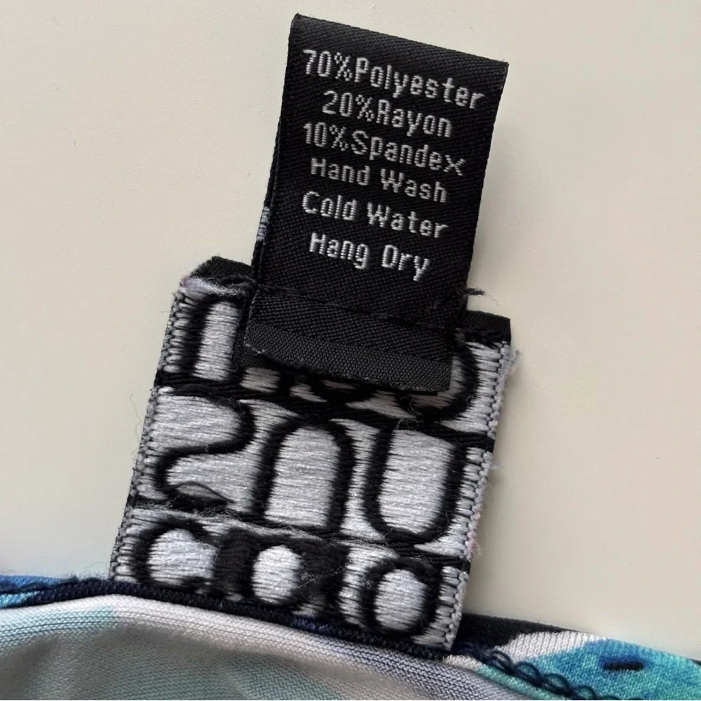 Clara Sunwoo Abstract Print Asymmetrical Tunic Top Large Blue - Picture 6 of 7